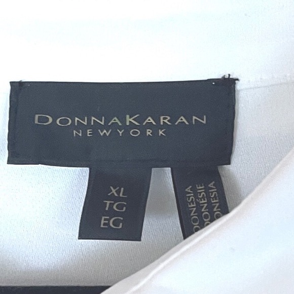 NWOT Donna Karan New York Black Label White Viscose Tie Front Tunic Shirt XL - Picture 2 of 9